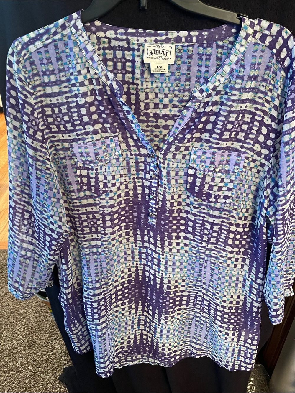 Ariat Purple Multi-Pattern V-Neck Tunic
